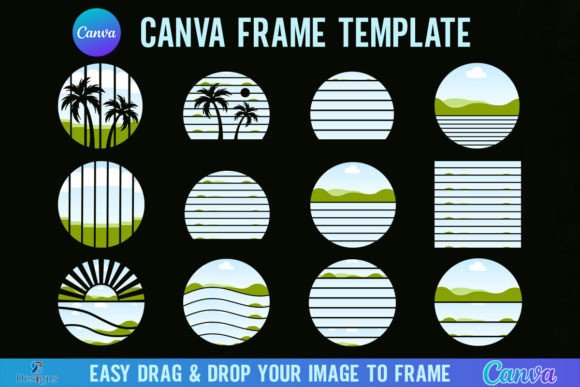 Download Retro Sunset Canva Frame Template - Canva frame template Collection