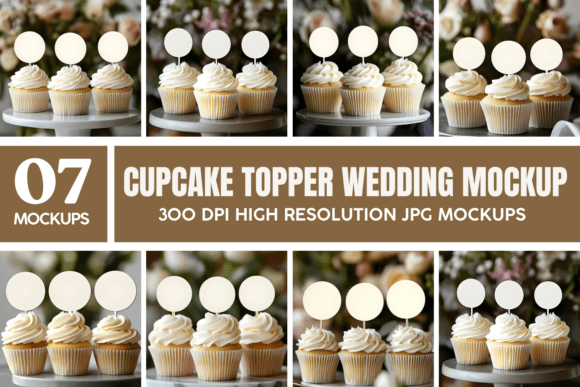Download Cupcake Topper Wedding Mockup Bundle - Mockup bundle Collection