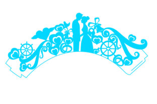 Download Cupcake Wrapper Template Intricate Cut of a Bride and Groom with Love Ornaments Around Them - Premium Resources