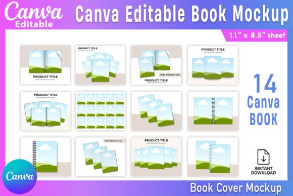 Download 14 Canva Editable Book Mockup Bundle - Mockup bundle Collection