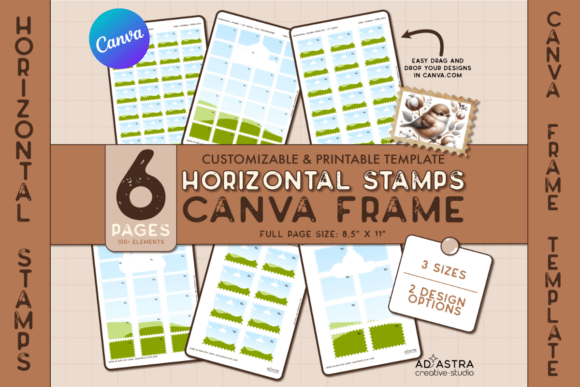 Download CANVA FRAME TEMPLATE / Horizontal Stamps - Canva frame template Collection