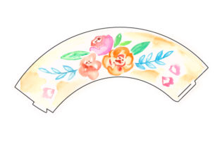 Download Cupcake Wrapper Template with Watercolored Flowers - Premium Resources