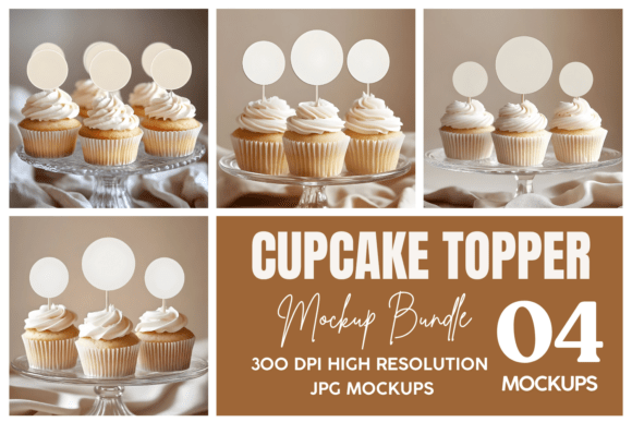 Download Cupcake Topper Mockup Bundle - Mockup bundle Collection