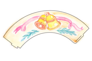 Download Cupcake Wrapper Template with Watercolored Wedding Bells - Premium Resources