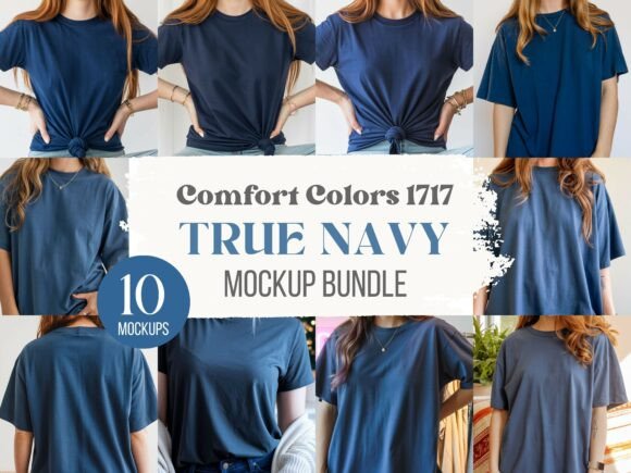 Download Comfort Colors C1717 Navy Mockup Bundle - Mockup bundle Collection