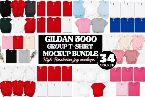 Download Gildan 5000 Group T-Shirt Mockup Bundle - Mockup bundle Collection