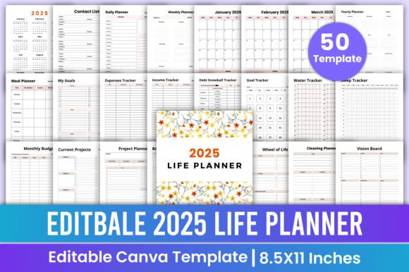 Download 2025 Life Planner Canva Template - Life planner Collection