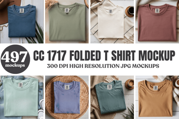 Download Comfort Colors 1717 Folded Mockup Bundle - Mockup bundle Collection