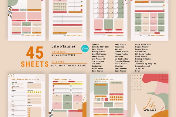 Download Editable Canva Life Planner Bundle Pack - Life planner Collection