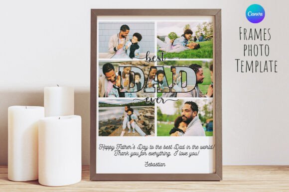 Download Best Dad Ever Canva Photo Frame Template - Canva photo frame Collection