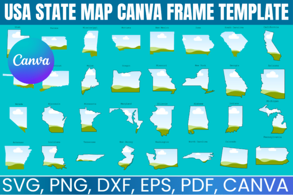 Download USA State MAP Canva Frame Template - Canva frame template Collection