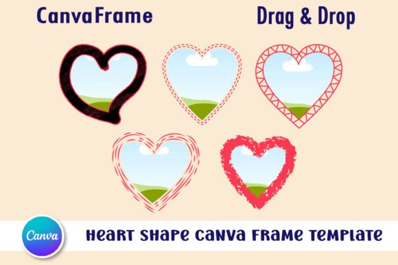 Download Heart Shape Canva Frame Template - Canva frame template Collection