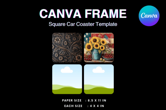Download Square Car Coaster Canva Frame Template - Canva frame template Collection