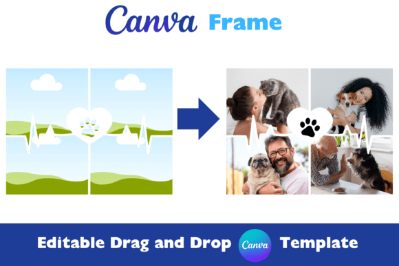 Download Paw Print Heart Beat Canva Photo Frame - Canva photo frame Collection