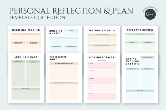 Download Reflection &amp; Plan CANVA Template Set - Canva template set Collection