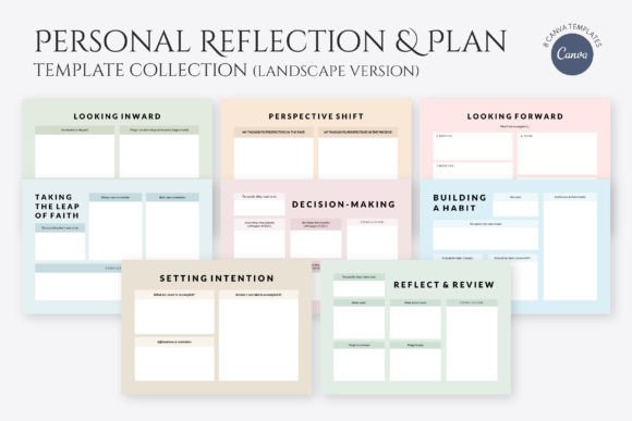 Download Reflection &amp; Plan CANVA Template Set - Canva template set Collection